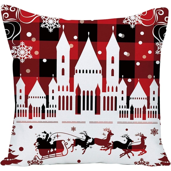 4-pack Merry Christmas Design Kuddfodral Prydnadskuddar för Soffa Julrumsdekorationer 45 x 45 cm