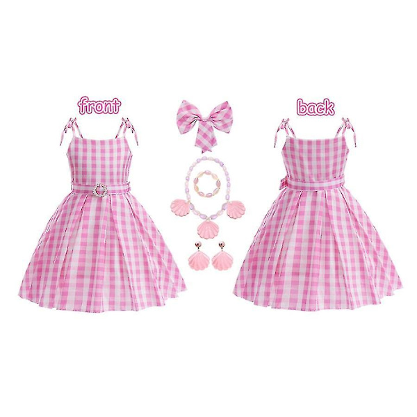 Barbie Rosa Prinsessklänning Flickor Barn Robbie Cosplay Karnevaldräkt 100(90-100CM)