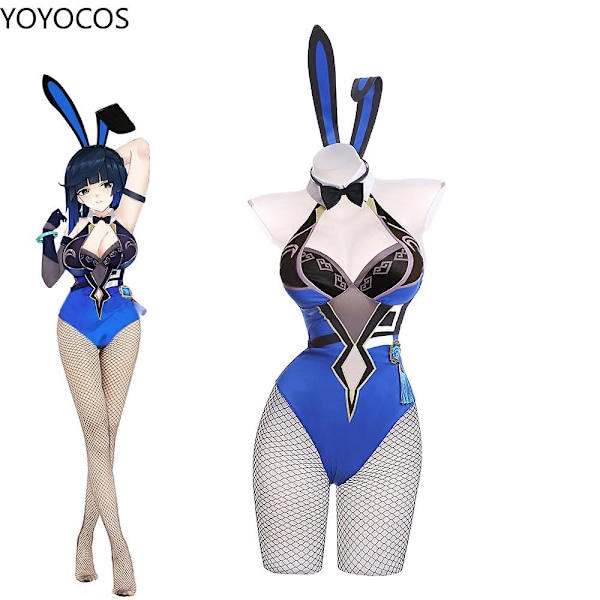 Yelan Bunny Cosplay -asut Genshin Impact Cosplay Anime Halloween Peli Tyttöjen Lahjat Blue S