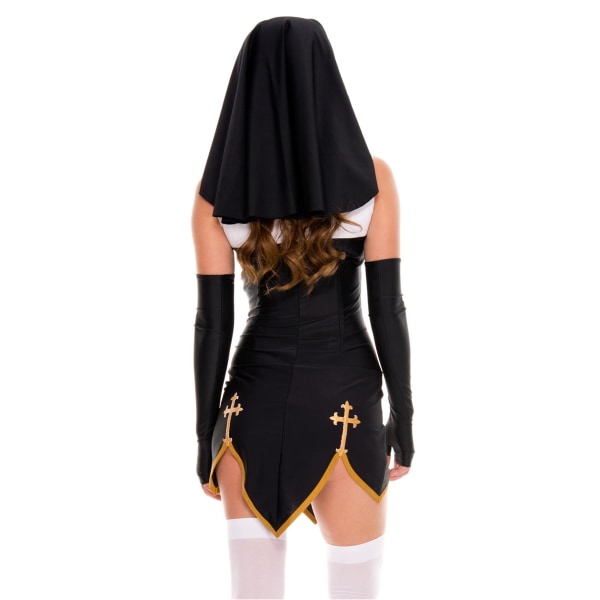 Kvinnlig sexig nunna klä ut sig Purim fest kyrka religiösa kloster cosplay kostym Halloween clubwear erotisk syster överlägsen outfit White (No Stocking ) XL