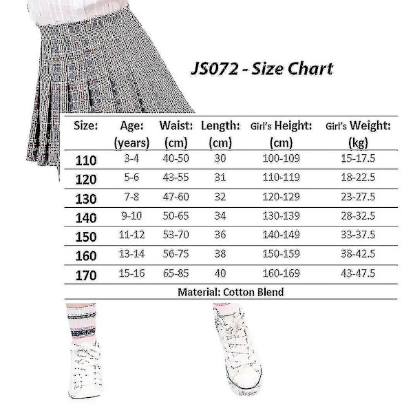 Flickor Hög Midja Plisserad Dragkedja Tennis Stil Skater Minikjol (barn) Grey 130cm  7-8 Years