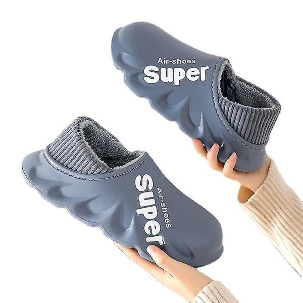 Lumitossut Talvi Lämpimät Slip On Pehmokengät Vedenpitävät Liukuestepohjaiset Matala Varsi Tasapohjaiset Kengät Blue 45-44(Suitable for43-44)