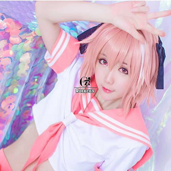 Peli Fate Apocrypha Cosplay -asu Astolfo Cosplay -univormu Koulun vaaleanpunainen univormu Naiset Fgo -asu Only costume XL-Fate Apocrypha