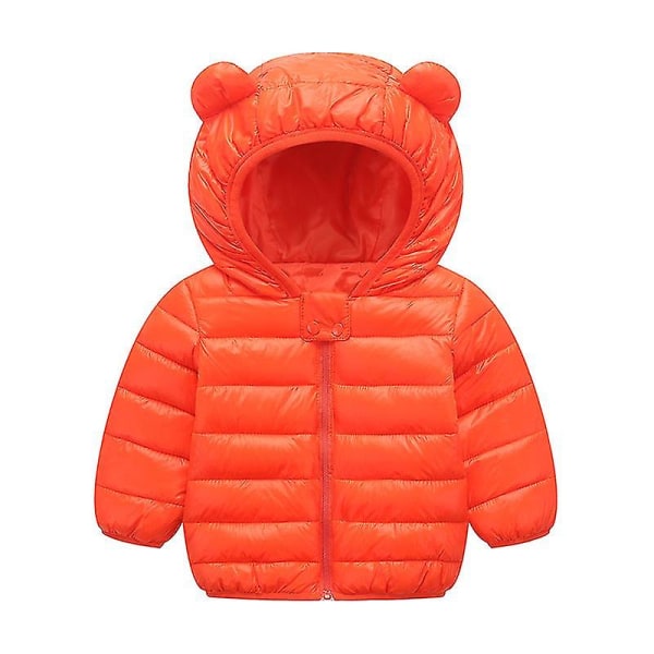 Barn Pojkar Flickor Vinterpälsfodrad Parkas Kappa Vadderad Varm Dunjacka Ytterkläder Orange Orange 120cm