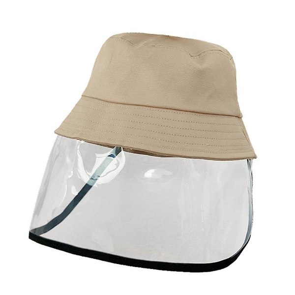 Baby Kids skyddande anti-saliv Cap Transparent ansiktsskärm Sun Bucket Hat Beige