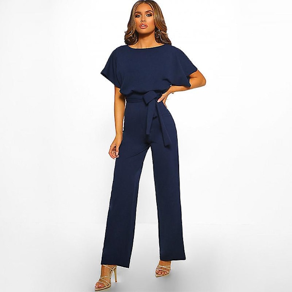 Dame Jumpsuit Casual Bred Ben Dame Aftenfest Lang Playsuit Navy Blue M