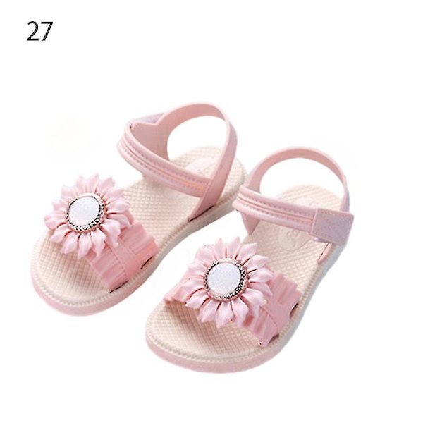 Pigesandaler med åben tå, margueritblomst, sommerstrandsko med PVC-sål, skridsikre Apricot 27