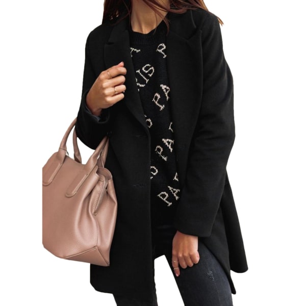 Dame Overfrakke Trenchcoat Blazer Jakke Overtøj Black M