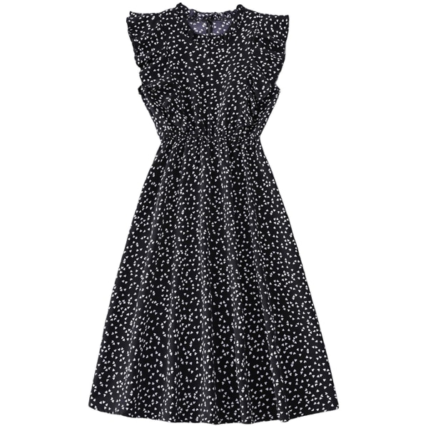 Dame Polkaprikket Kjole Plus Size Print Lang Kjole Til Strandbrug Black And White Heart S