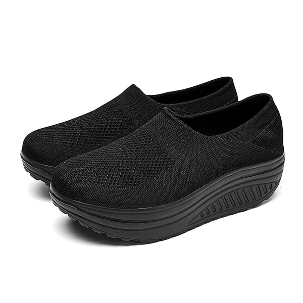 Atletiska damsneakers, halkfria skor med mjuk sula, present till flickvän eller kvinnlig partner Black 36