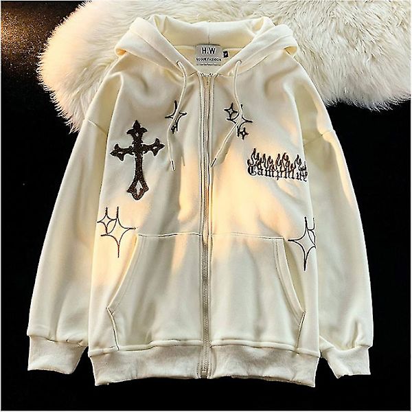 Amerikkalainen retro kirjainbrodeeraus hupparit naisten katumuotiin sopiva fleece collegepaita pariskunnille, paksuuntuva huppari, aprikoosi M