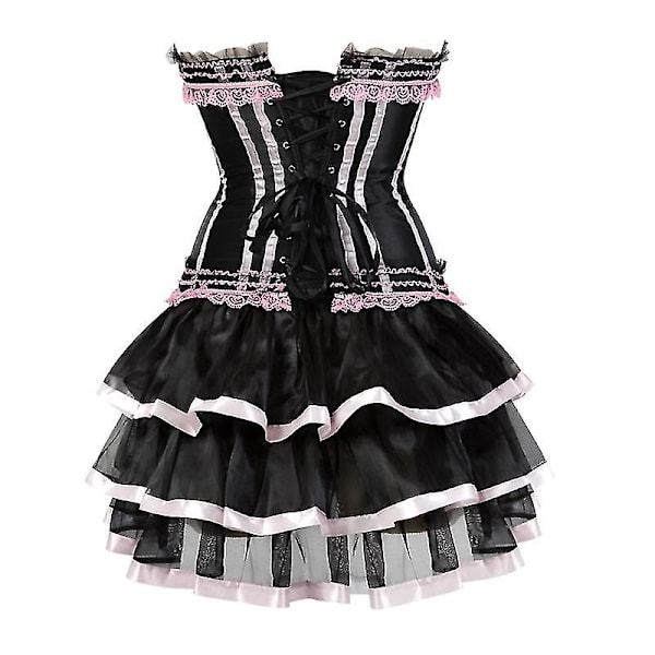 Naisten seksikkäät korsetit Overbust-korsetti ja hame setti Tutu Corselet S-6xl Red 2XL