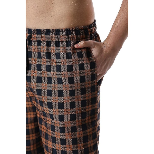 Bomullsvevde pyjamasbukser for menn, rutete lette lounge-sovebukser COLOR 7 S