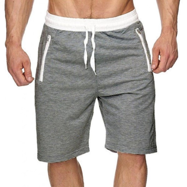 Herre Badeshorts Svømme Joggings Gym Boardshorts Buks Badedragt Strand Sommer Light Grey M