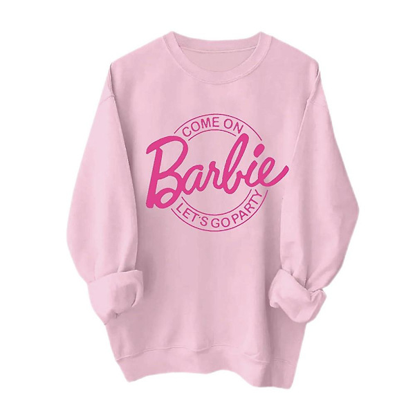 Barbie Tema Sweatshirt Kvinder Bogstav Trykt Pink Power Langærmet Pullover Sweatshirts Toppe Pink M