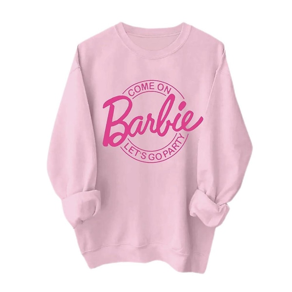 Barbie Theme Sweatshirt Kvinnor Printed Rosa Power Långärmad Pullover Sweatshirts Toppar Pink M