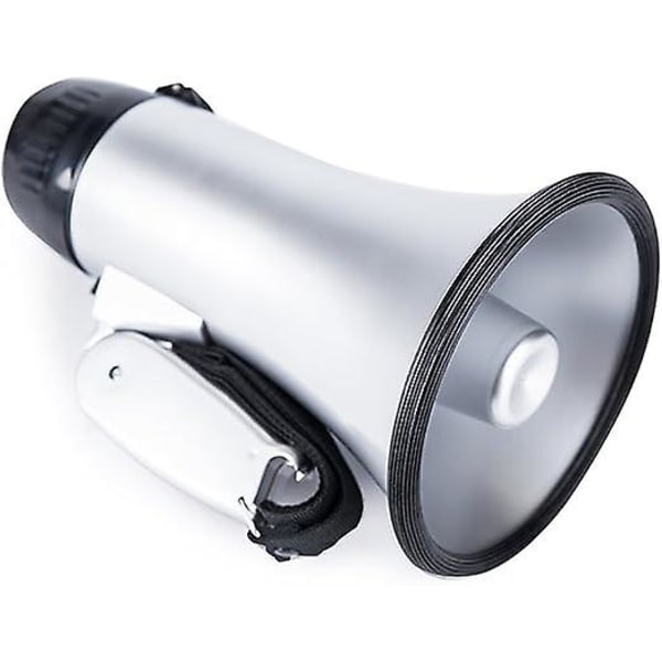 Bærbar Megafon Bullhorn 20 Watt Effekt Megafon Høyttaler Stemme Og Sirene/alarm Moduser Med Volumkontroll Og Stropp silvery