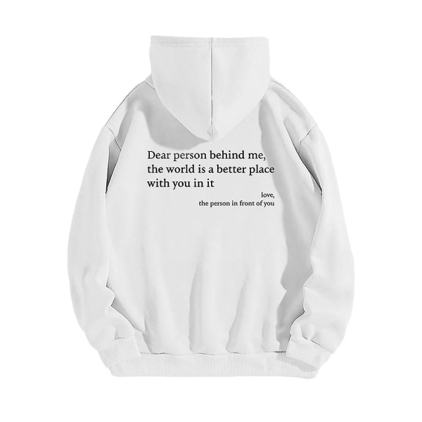 Kvinnor Brev Tryckta Hooded Hoodies Casual Sweatshirt Lös Höst Långärmad Sport Gym Pullover Toppar White XL