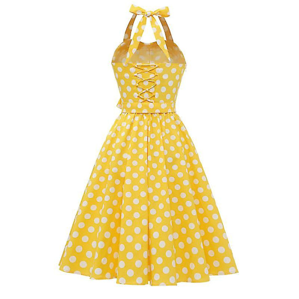 Ärmlös Maxiklänning med Halterneck och Blomstermönster för Dam Yellow M