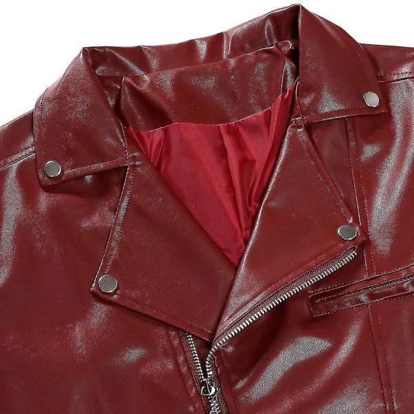 Herrhöst Pu All-match Casual Lapel Motorcykel Läderjacka XS Red