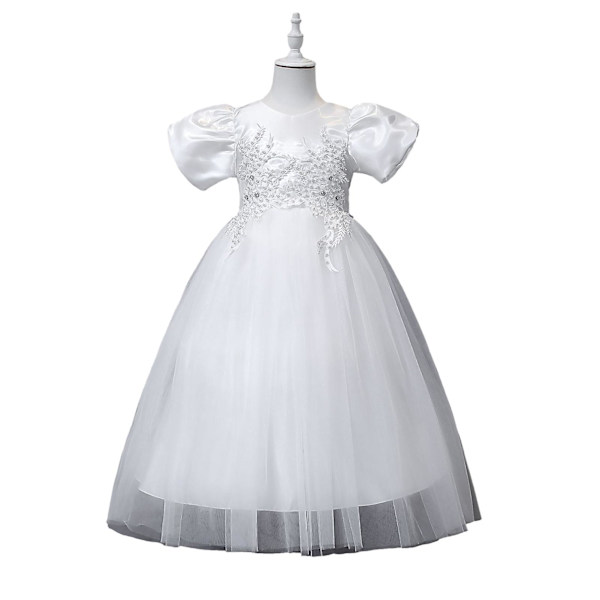 Stilrena Enfärgade Flickklänningar Mångsidiga Bekväma Kläder för Resor/Vardag/Hemma White 120cm