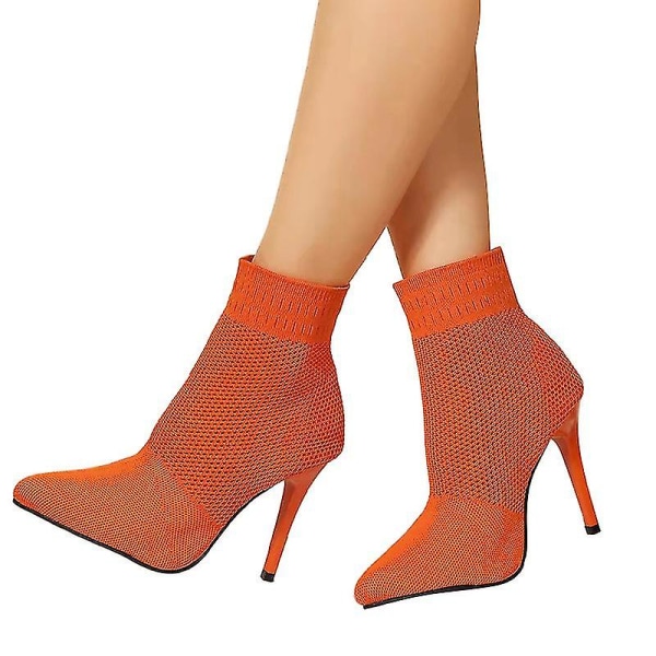 Dame Stilet Lav Lægstøvle Komfort Danse Støvletter Slip-on Ankelstøvler Orange EU 37