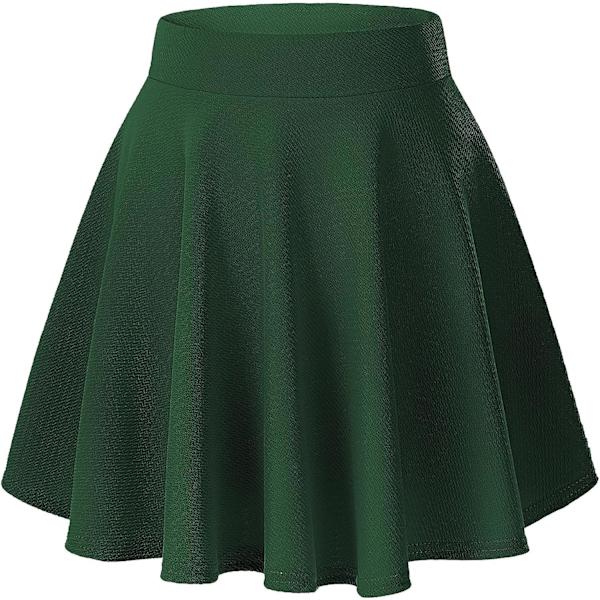 Dam Basic Mångsidig Stretchig Utsvängd Casual Mini Skaterkjol Green M