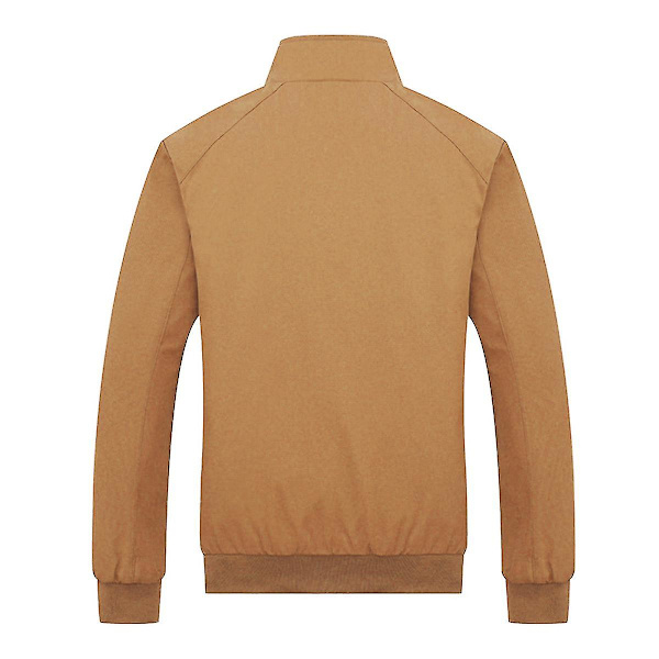Herre Ensfarvet Løs Casual Jakke Khaki 2XL