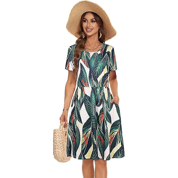 Dame Sommerkjole T-shirt Strand Sommerkjole Afslappet Plus Size Løs Swing Kortærmet Løs Tunika S-2xl M