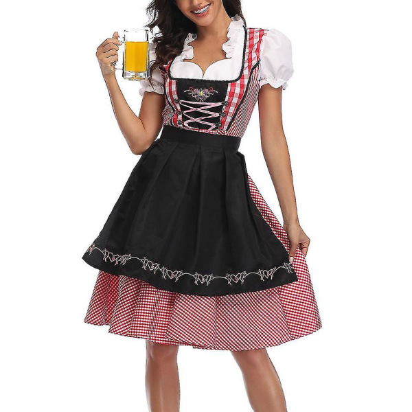 Ny damtysk Oktoberfest-dräkt traditionell bayersk öl Fraulein karneval piga klänning outfit Black M