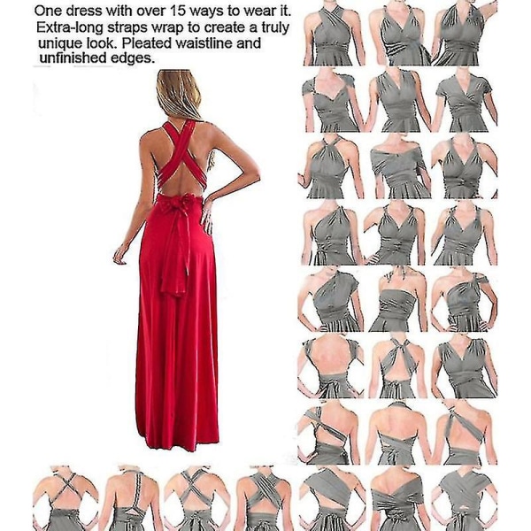 Dame Multiway Wrap Bandage Lang Kjole Konvertibel Boho Aftenkjole Til Fest Brudepiger Violet S
