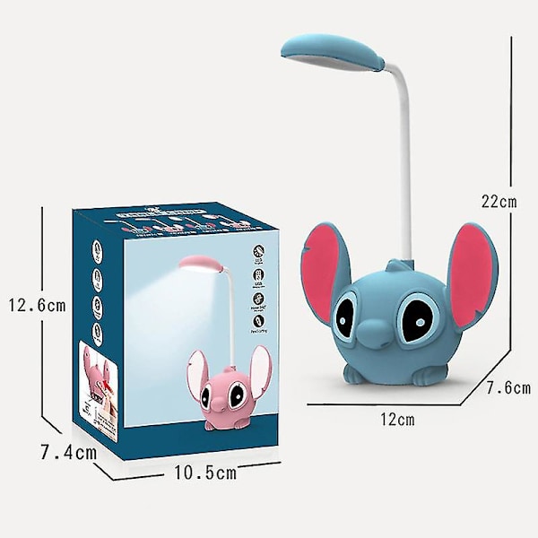Anime Lilo og Stitch Lampe Figur Stitch Øyebeskyttelse LED Nattlys USB Lading Action Figur Modell Leke Barn Bursdagsgave Blue