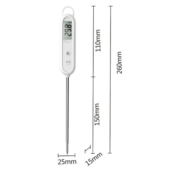 Hushållstermometer med rostfri stålprobe för bakning, matlagning och grillning B
