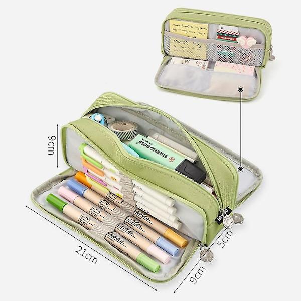 Angoo Dubbelsidig Pennfodral Pennfodral Special Macaron Färg Dubbel Canvas Fickförvaring Väska Pung Kontorsmaterial Skola Resa A6899 Pink