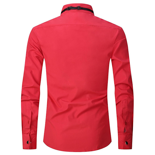 Dresskjorte Herre Smokingkrage Forlover Dress Brudgom Bryllupsskjorte Herre Red M