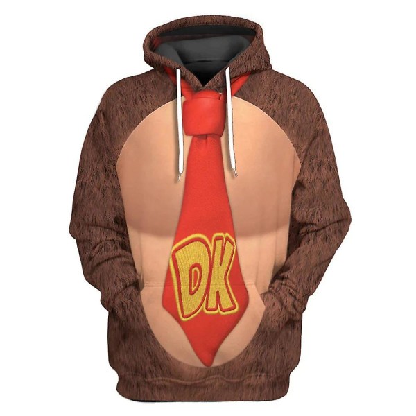 Mario Luigi Peach Bowser Donkey Kong Kostym Vuxna Hoodies Unisex Långärmade Tröjor Super Mario Bros Film Hooded Pullover Cosplay Kostymer Donkey Kong XL