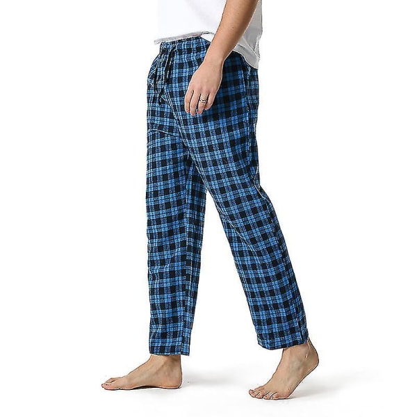 Bomullsvevde pyjamasbukser for menn, rutete lette lounge-sovebukser COLOR 9 S