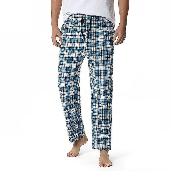 Bomullsvevde pyjamasbukser for menn, rutete lette lounge-sovebukser COLOR 10 S