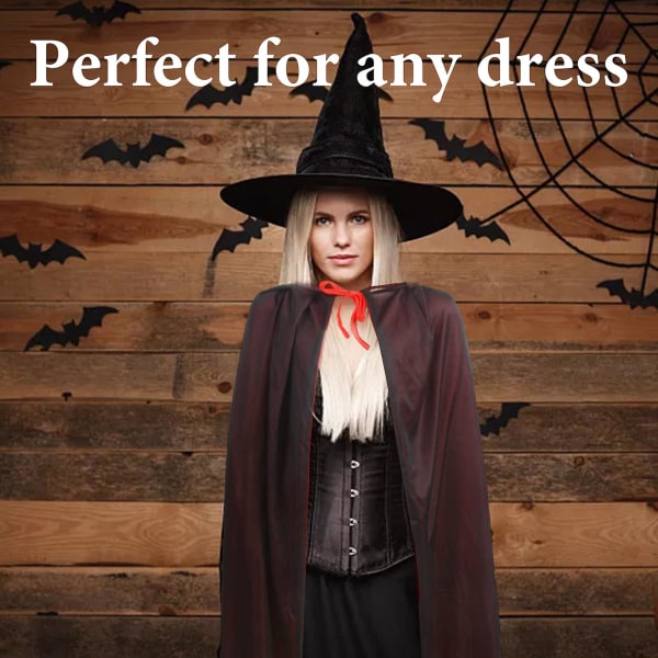 Halloween Vampyrkappe Svart Og Rød Reversibel Halloweenkappe Cosplay Partykappe Dracula Kostyme For Voksne Black And Red 140cm