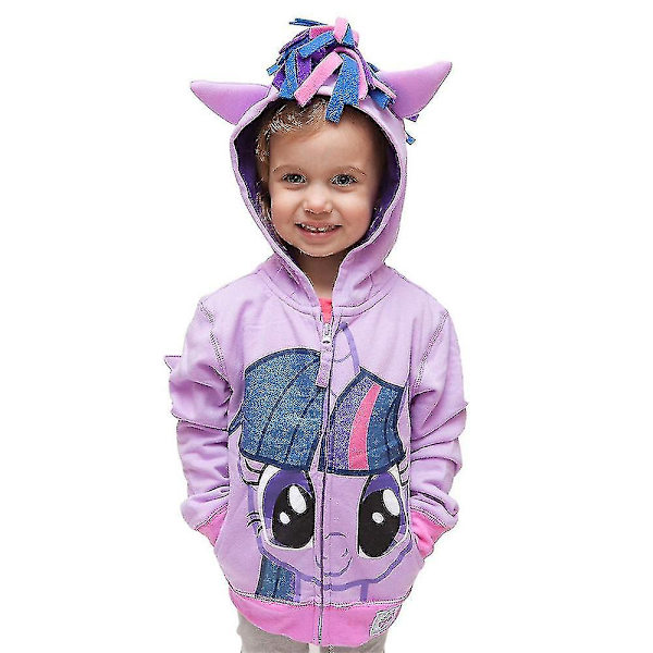 Mike Barn Hoodie med dragkedja och vingar för flickor och pojkar, My Little Pony Rainbow Purple 4-5 Years