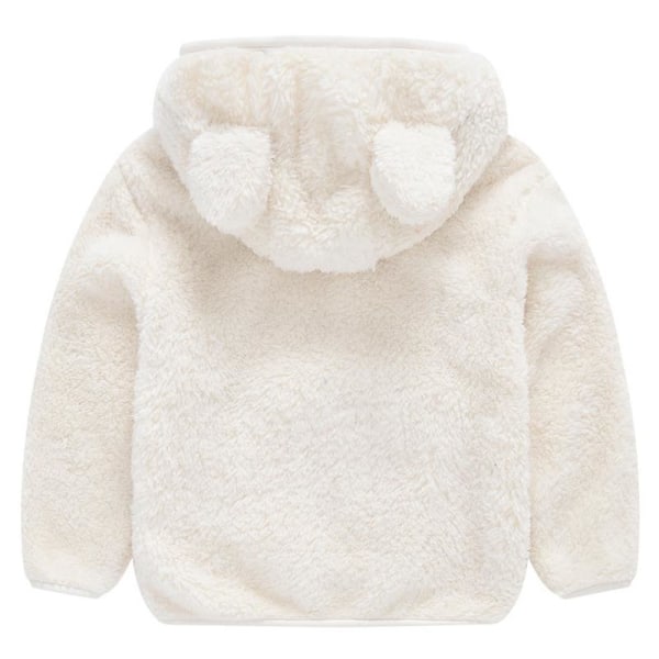 Toddler Barn Teddy Bear Huvjacka Fluffy Fleece Varm Zip Up Coat Ytterkläder White 2-3 Years