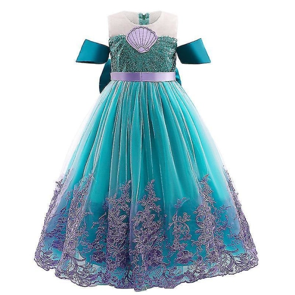 Flickor Princess Dress Ariel Mermaid Cosplay Fancy Dress Kostym Green 5T