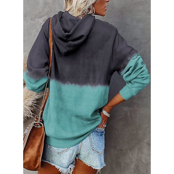 Dame Tie Dye Printede Hættetrøjer Toppe Langærmet Snøre Pullover Sweatshirts Med Lomme(r) (s-xxl) M