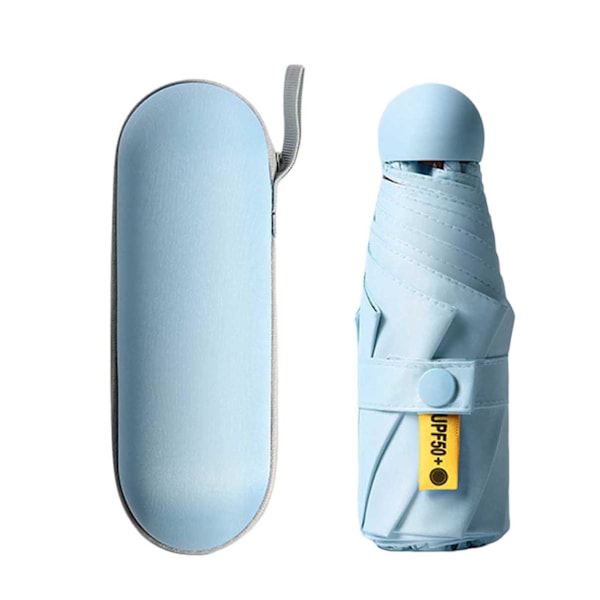 Foldbar Mini Paraply Vindafvisende & UV-beskyttet Foring Paraply Tilgængelig Brug Solrigt Og Regnfuldt Blue