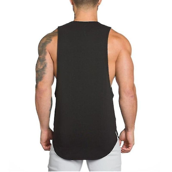 Miesten väljä hihaton toppi aluspaita fitness-t-paita Black XXL
