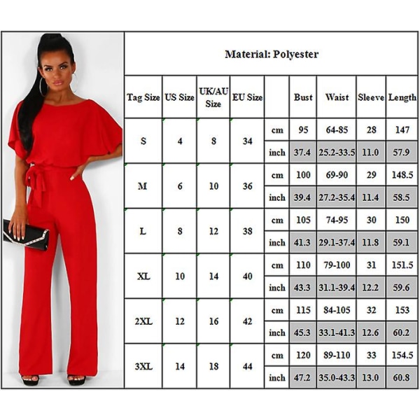 Dame Jumpsuit Casual Vide Ben Dame Aftenfest Lang Playsuit Red M