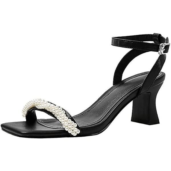 Sandaler for kvinner - lette sandaler med lav hæl Black 34