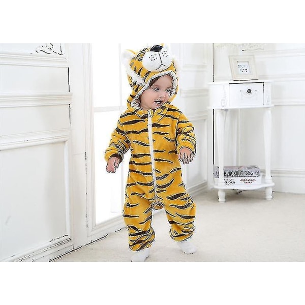 Unisex Eläinaiheinen Talvi-Syksy Flanelli Hupullinen Haalari Tiger 90
