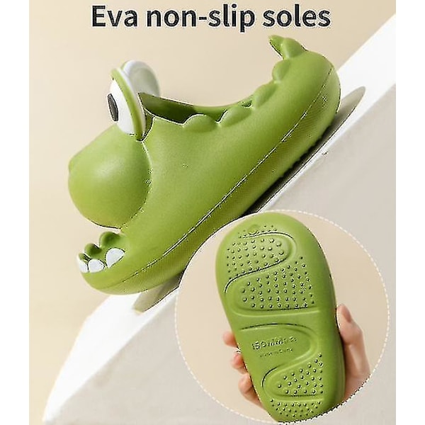 Lasten dinosaurus kotitossut, pehmeäpohjaiset varpaat peittävät hengittävät tossut green 26-27