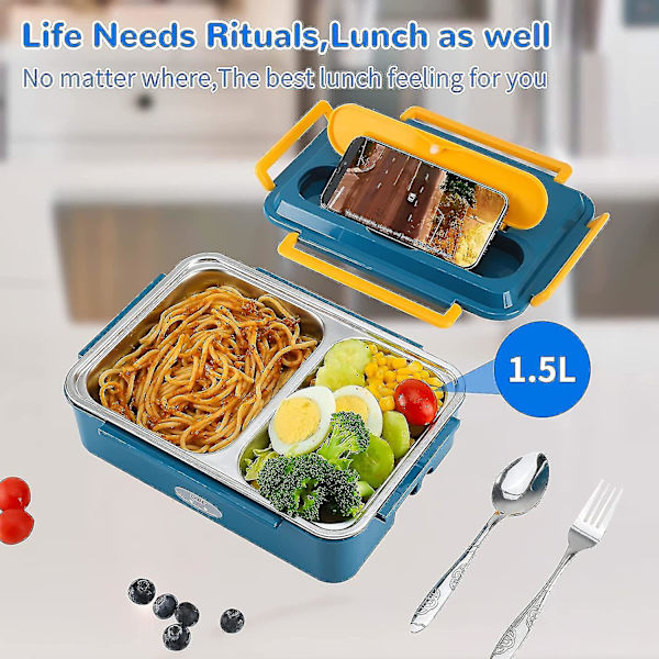 Elektrisk lunchlåda för bil 3 i 1 Bärbar matvärmare Värmare Isolering Lunchväska blue